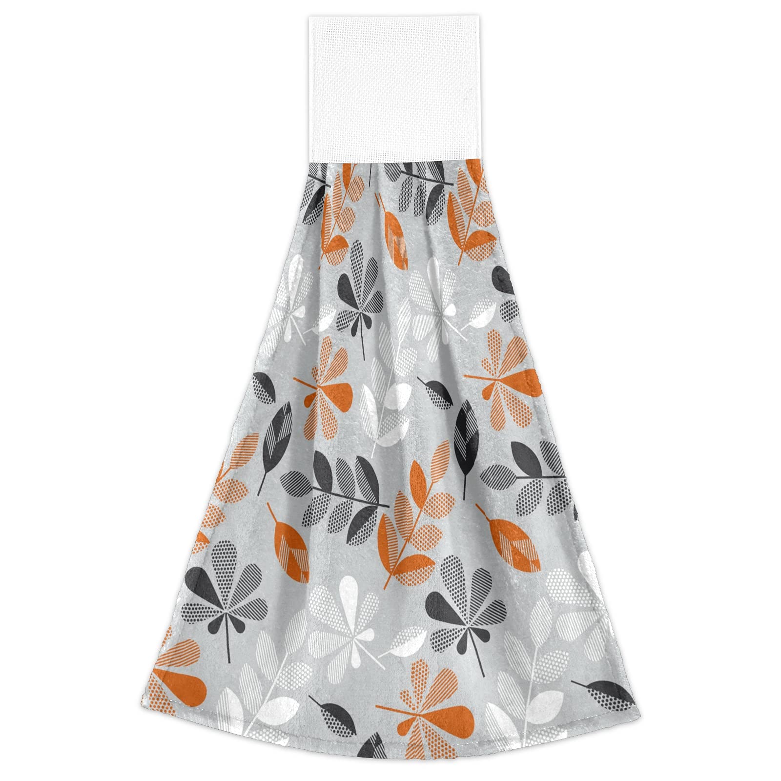 Boccsty Gold Black Gray Leaves Hanging Kitchen Towels 2 Pieces Succulent Pattern Branches Dish Towels Hand Towel Tea Bar Towels for Bathroom Home Decor