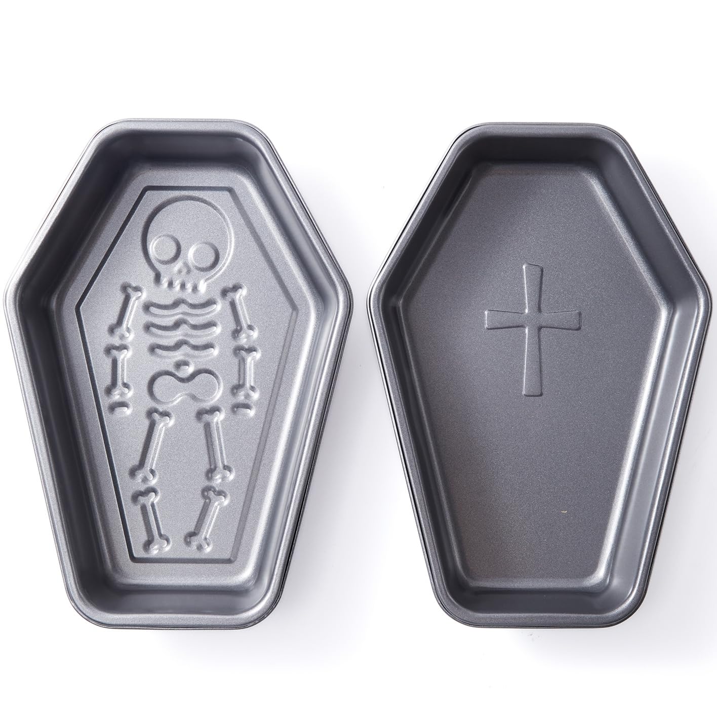 Eiqijci Coffin Cake Pan Set, 10 x 6.9 in Carbon Steel Molds, 2 Pack