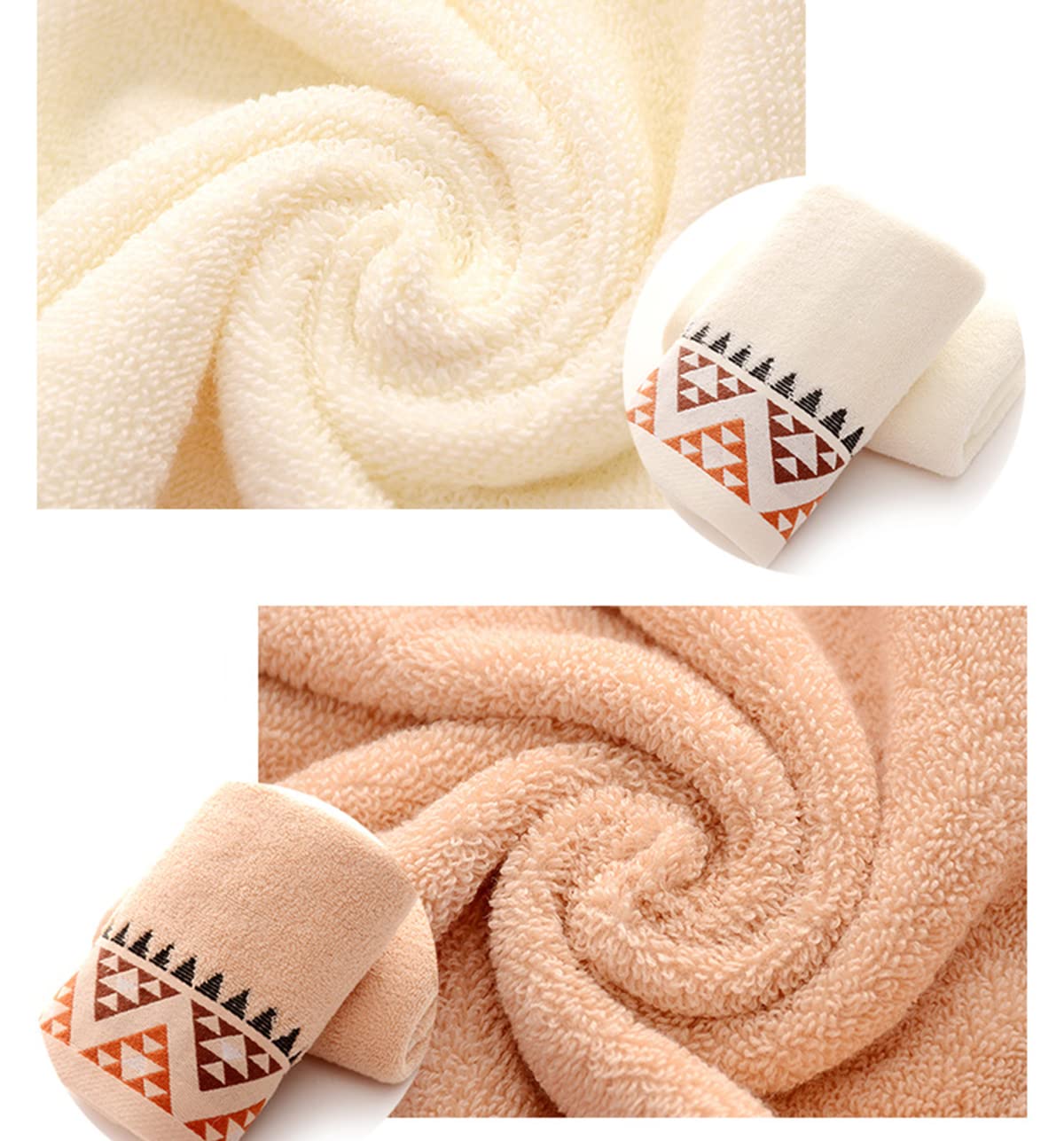 QRITY 4 Units 100% Cotton Hand Towels Bath Towels Set - Multipurpose Use Towels with High Absorbency (Variety)  Sport Towels for Beach  Bath  Hand  Face  Gym or Spa (35x75cm)