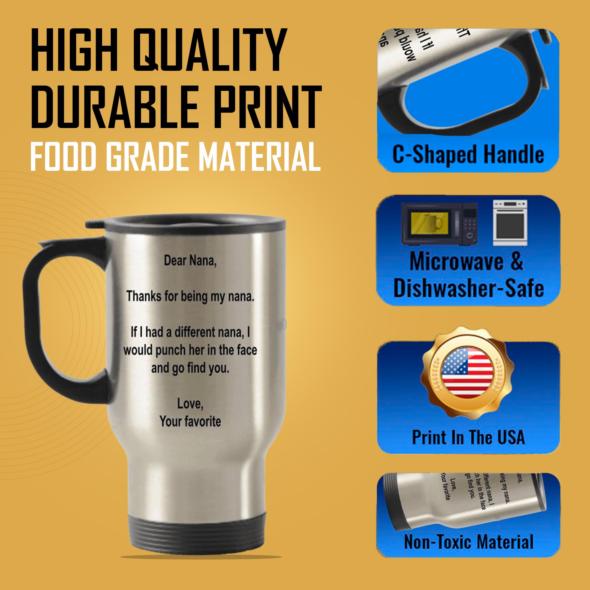 Spreadpassion - Dear Nana Tumbler - Stainless Steel Novelty Tumbler For Birthday And Anniversary Parties - Gift Idea For Appreci