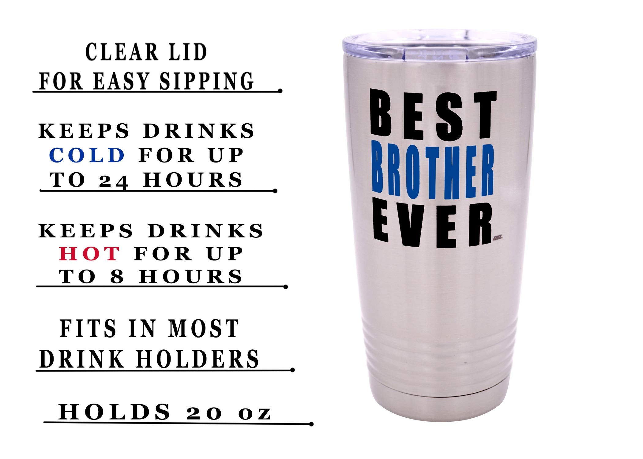 Rogue River Tactical Funny Best Brother Ever Large 20 Ounce Travel Tumbler Mug Cup W/Lid Sarcastic Work Gift For Him Friend Sibl