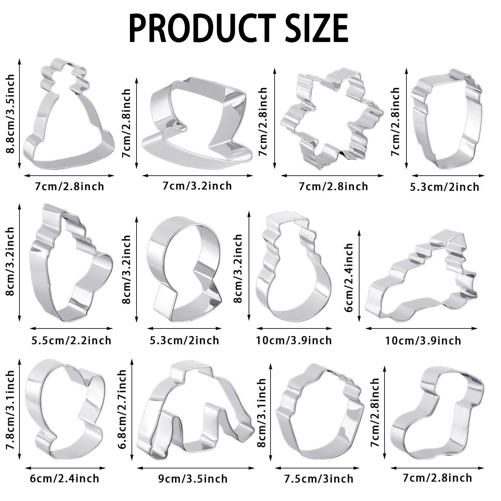 12 Pieces Winter Cookie Cutters Snowflake Cookie Cutters Cookie Cutters Set Coffee Mug Hot Cocoa Sweater Hat Mitten Cookie Cutte