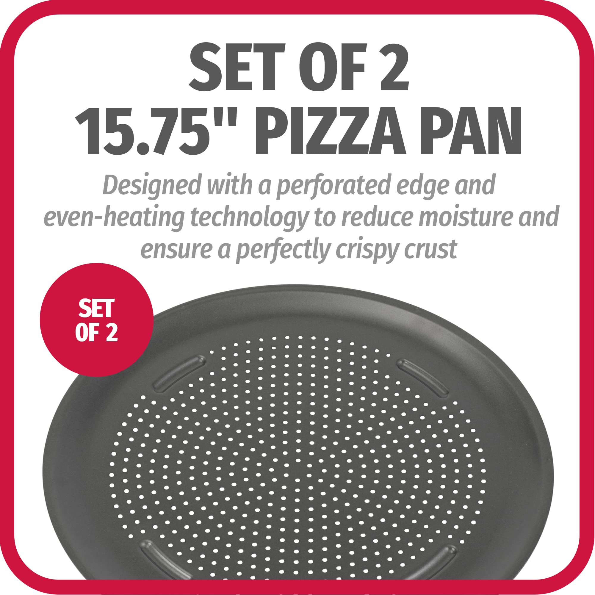 Goodcook Airperfect Nonstick 16    Pizza Pan - Set Of 2 - Pizza Trays For Oven, Perforated Round Pizza Pan, Carbon Steel Baking