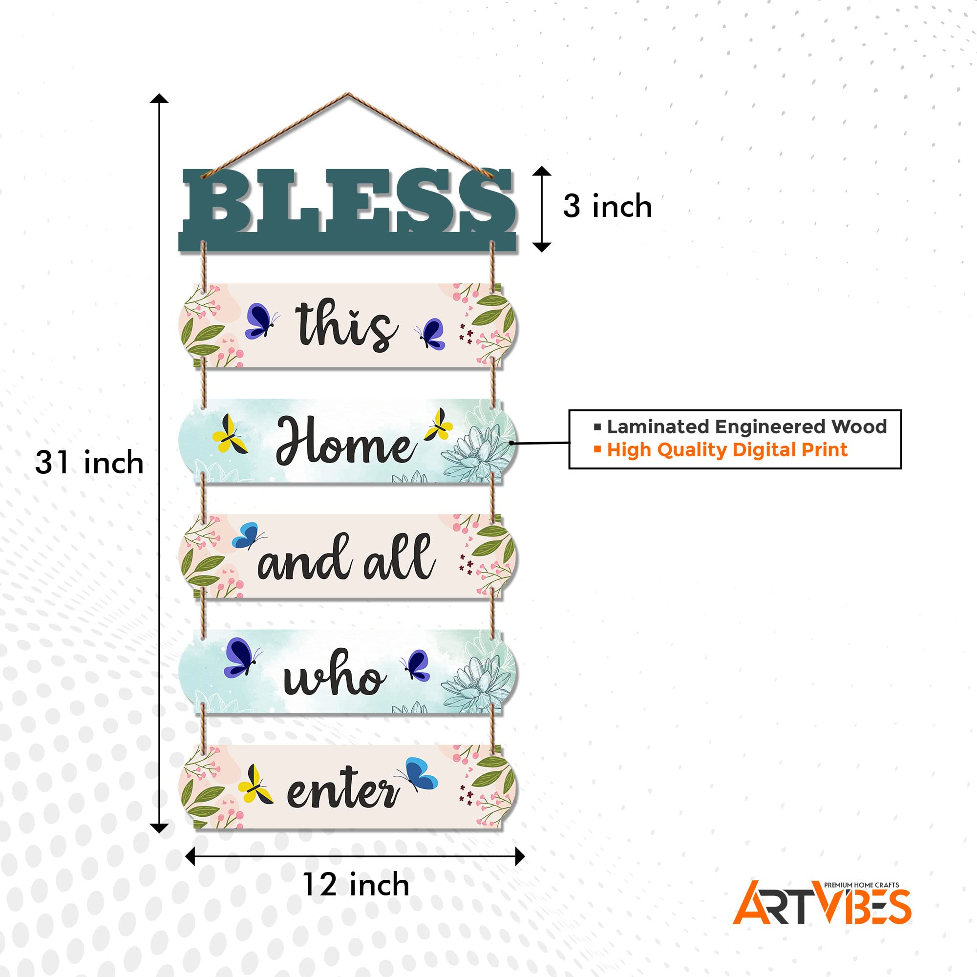 Artvibes Home Quote Decorative Wall Art Wooden Hanger for Livingroom, Bedroom | Gifts | Hangings Decoration | Modern Decor Items