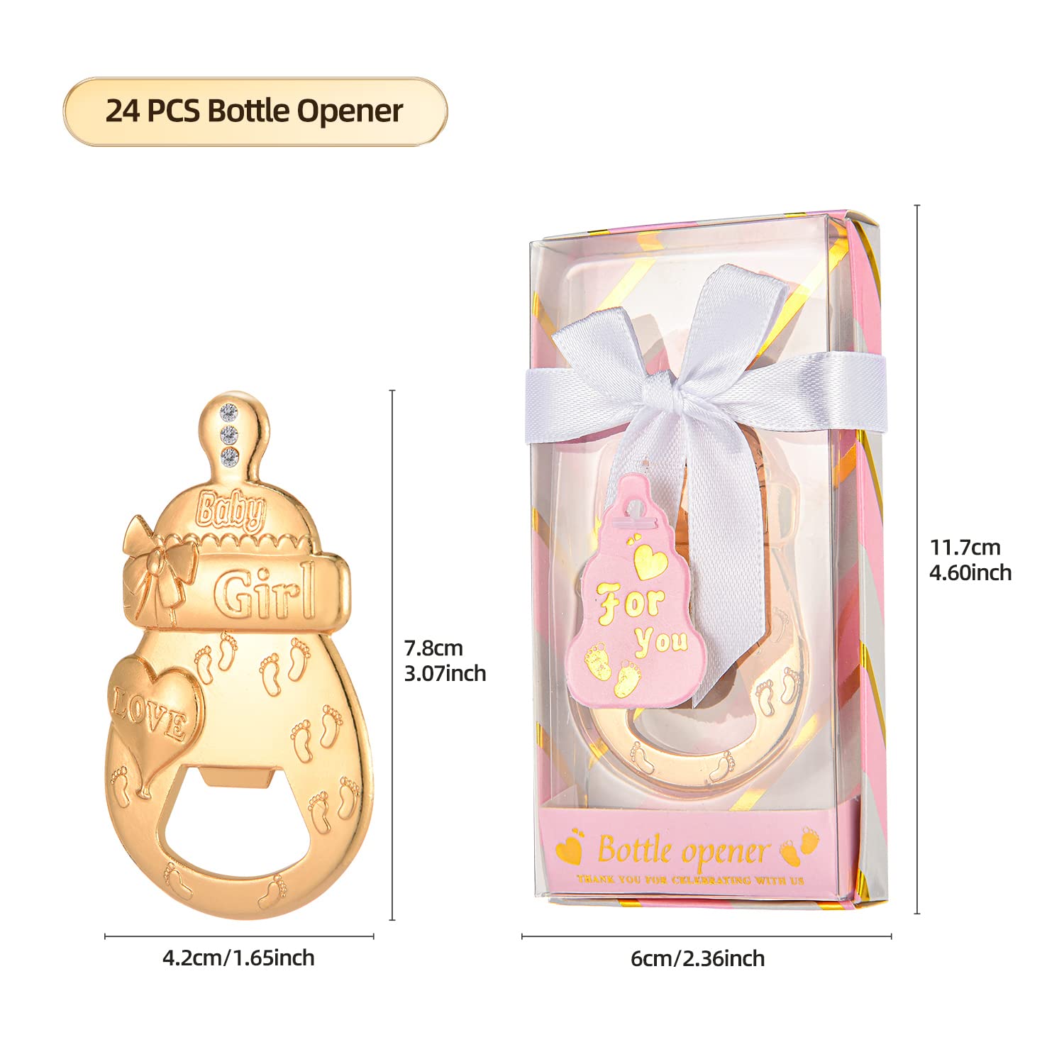 24 Pcs Baby Bottle Opener Favors Baby Shower Party Favors Baby Boy Shower Gifts Decorations Souvenirs For Guest (Blue, 24)