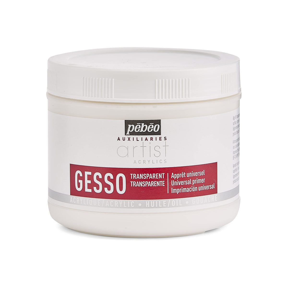 Pebeo Artist Acrylics Auxiliaries Transparent Gesso, 500-Milliliter