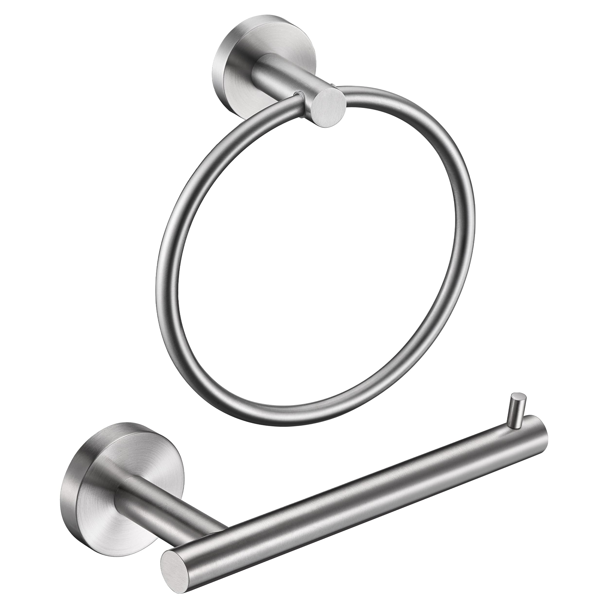 Brushed Nickel Toilet Paper Holder, Towel Ring Set 2 Pieces Hand Towel Holder For Bathroom Hardware Accessories Set Sus304 Stain