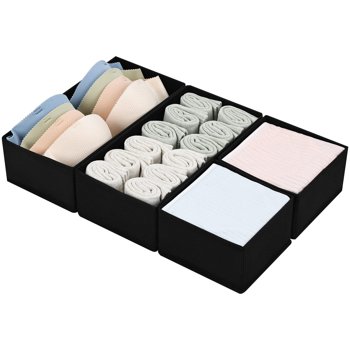 DIMJ Drawer Organizers, Set of 4 Clothes Drawer Organizer, Foldable Closet Drawer Organizer, Dresser Drawer Organizers Dividers