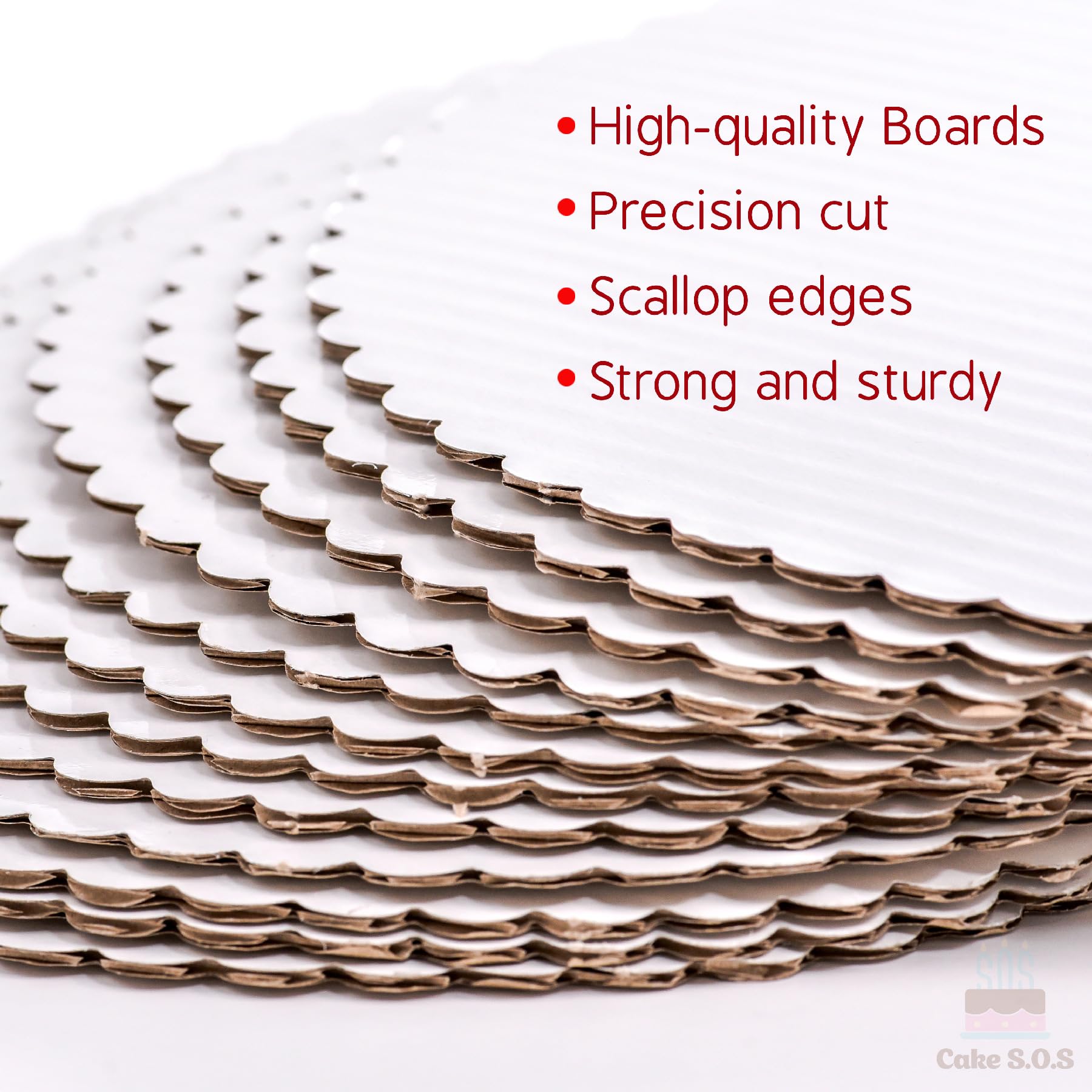Whalen Packaging 9'' White Scalloped Edge Cake Boards, 25 Ct