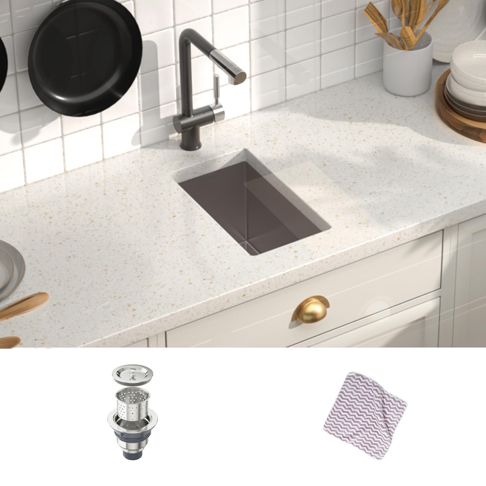 Mensarjor Bar Sink, 10 X 17 Inch Undermount Kitchen Sink, 16 Gauge Stainless Steel Sink, Handmade For Kitchen Sink, Bar Sink, Or