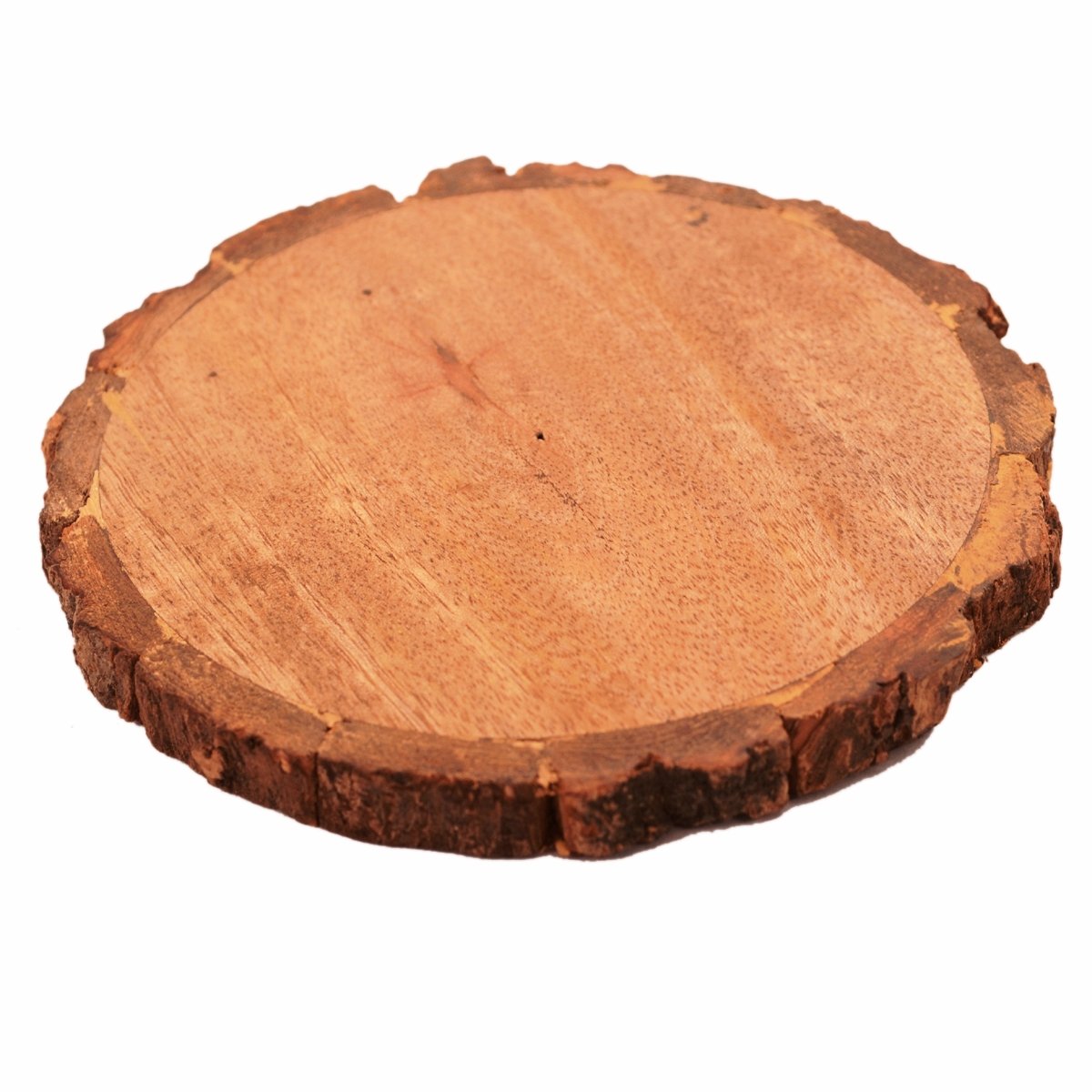 Purpledip Wooden Coasters (Set Of 4) In Natural Mango Tree Bark: Rustic Dining Table Barware Gift; 4.5 Inches Each (11141)