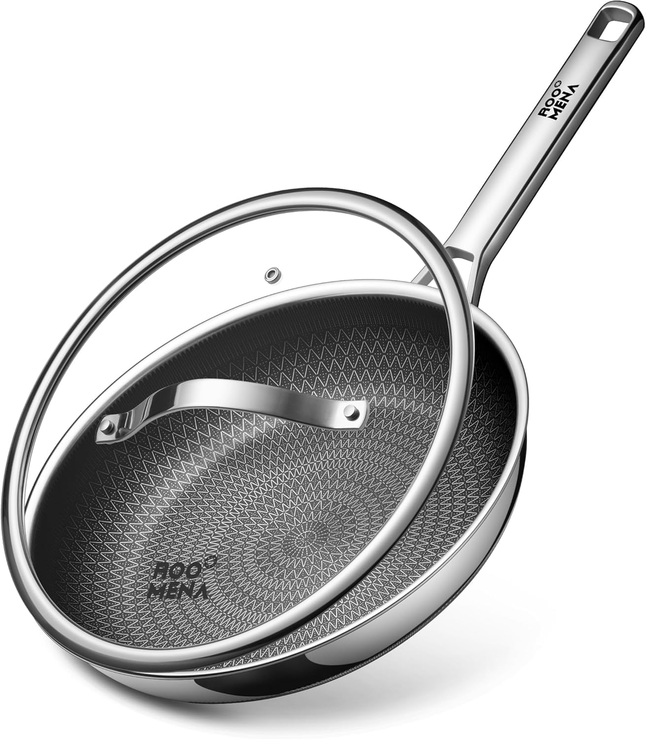 NonStick Frying Pans with Lid, 12 Inch Hybrid Ceramic Latest Upgrade