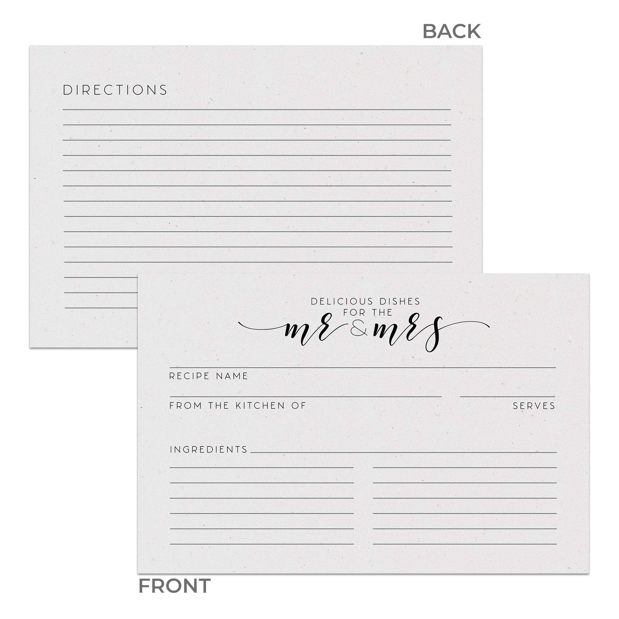 Dashleigh Newlywed & Bridal Shower Recipe Cards From, 48 Cards, 4X6 Inches, Water-Resistant And Double-Sided (Vintage Newlywed)