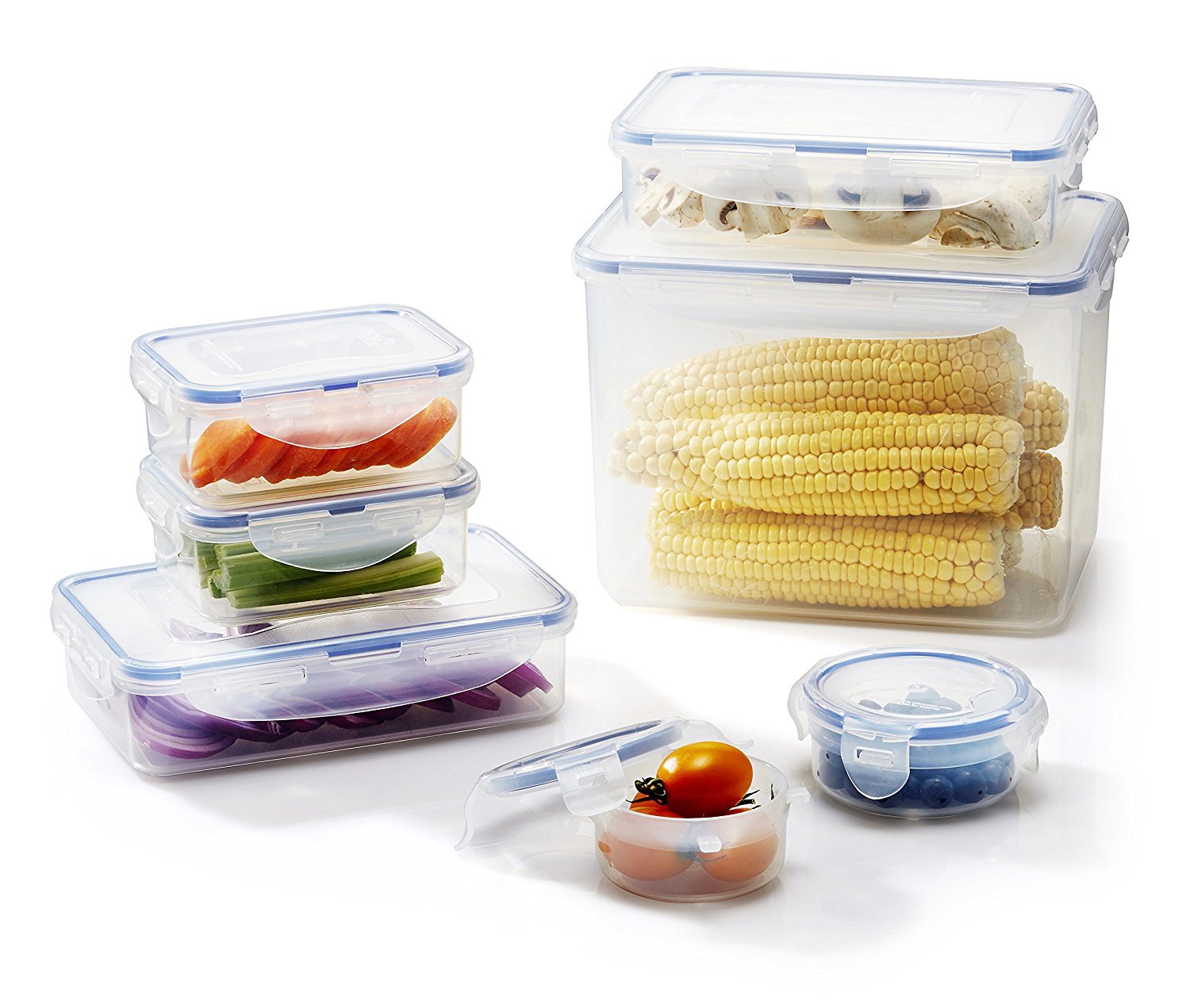LocknLock Round Water Tight Food Container Set of 4, Clear Plastic, Model HPL932