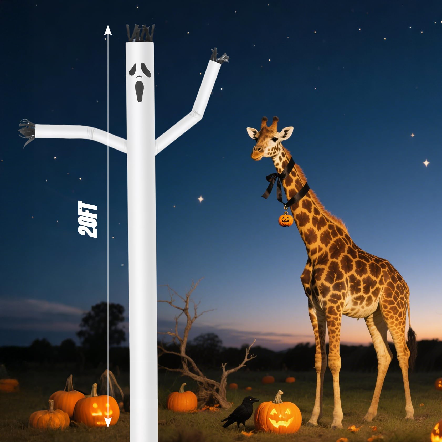 Mkevi Ghost 20ft Air Puppet Dancer Inflatable Waving Tube Man Attachment - Wacky Waving Dancing Tube Guy for Business Promotion