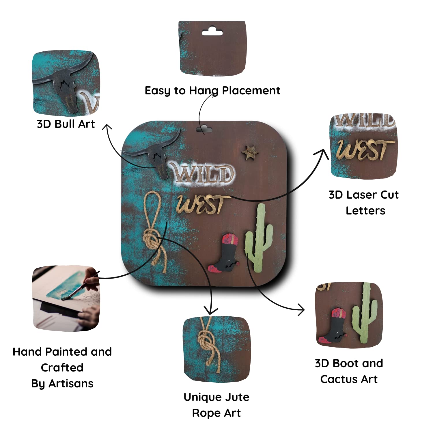 Chalk My Theme Wooden Wild West Wall Home Decor Art For Home Decoration|Perfect For Living Room/Hotel/Restaurant/Bedroom/Drawing