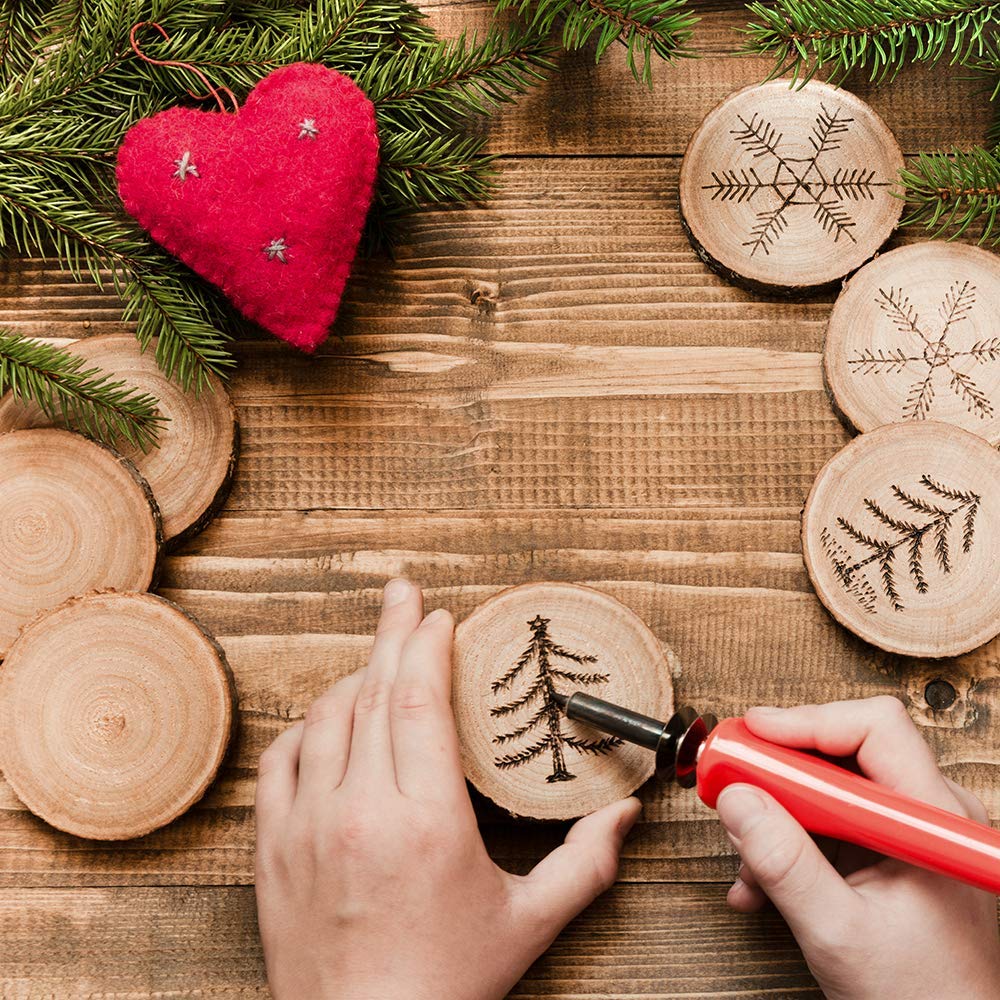 Maom Natural Wood Slices 20 Pcs 3.5''-4.0'' Round Wood Discs Tree Bark Wooden Circles For Diy Crafting Coasters Arts Crafts Home