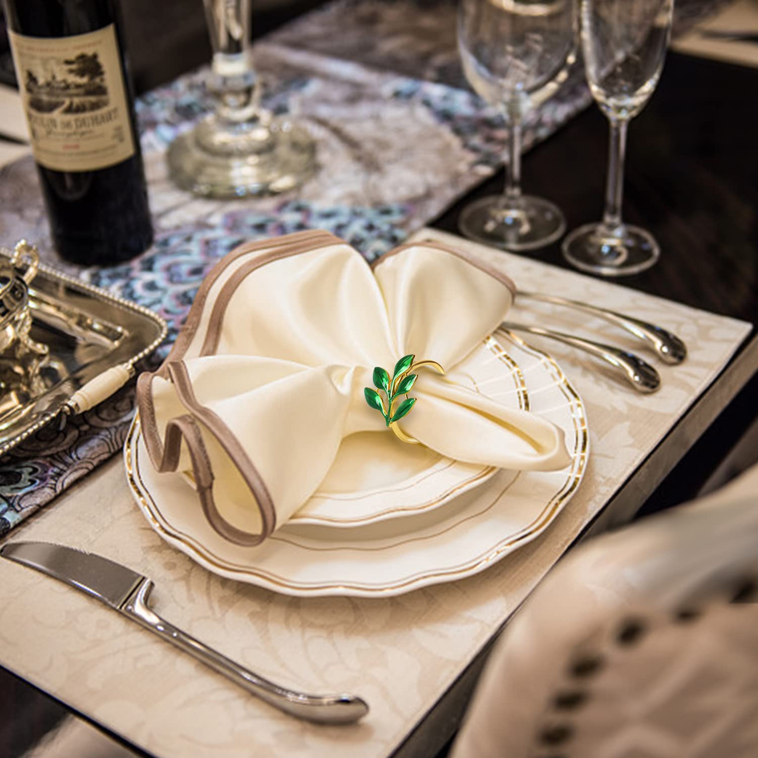 Kposiya Napkin Rings Set Of 20 Hollow Cut Metal Napkin Holder Dinning Table Setting For Wedding Party Banquet Christmas Dinner D