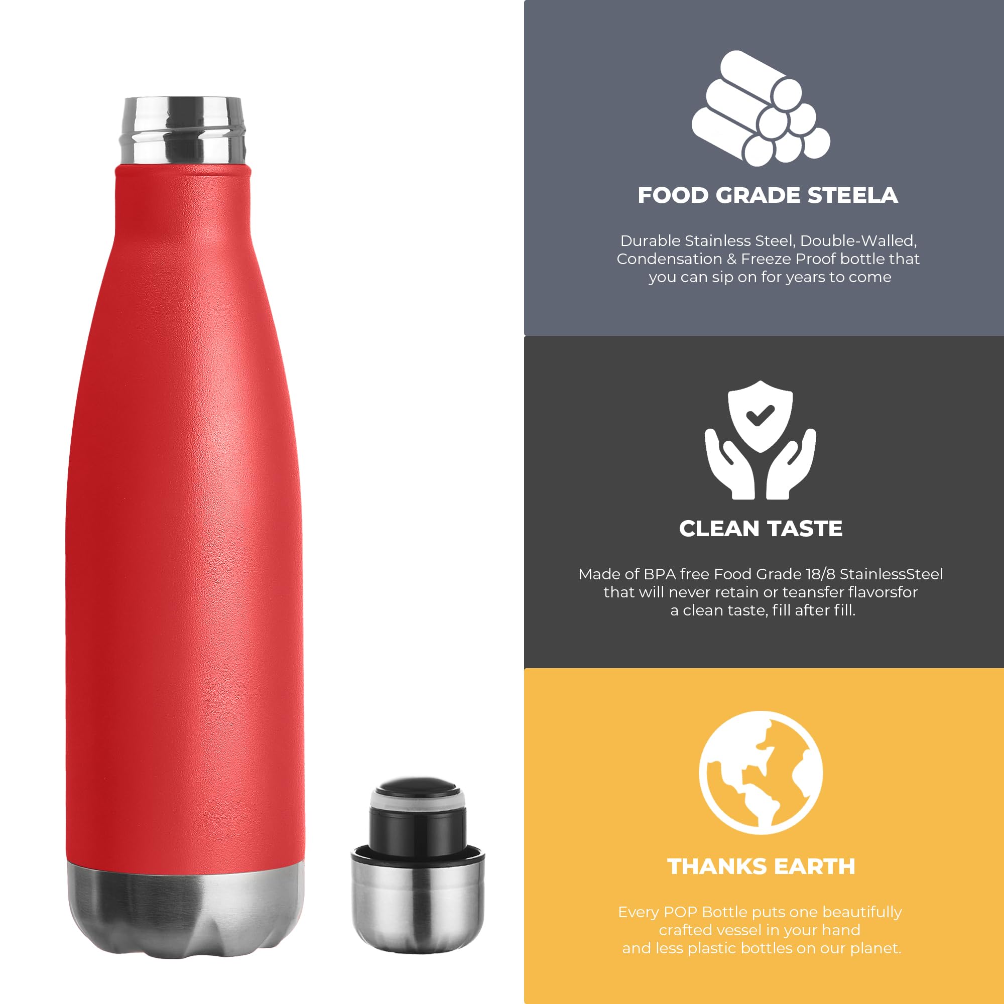 Meway 17Oz Sport Water Bottle 12 Pack Vacuum Insulated Stainless Steel Sport Water Bottle Leak-Proof Double Wall Cola Shape Wate