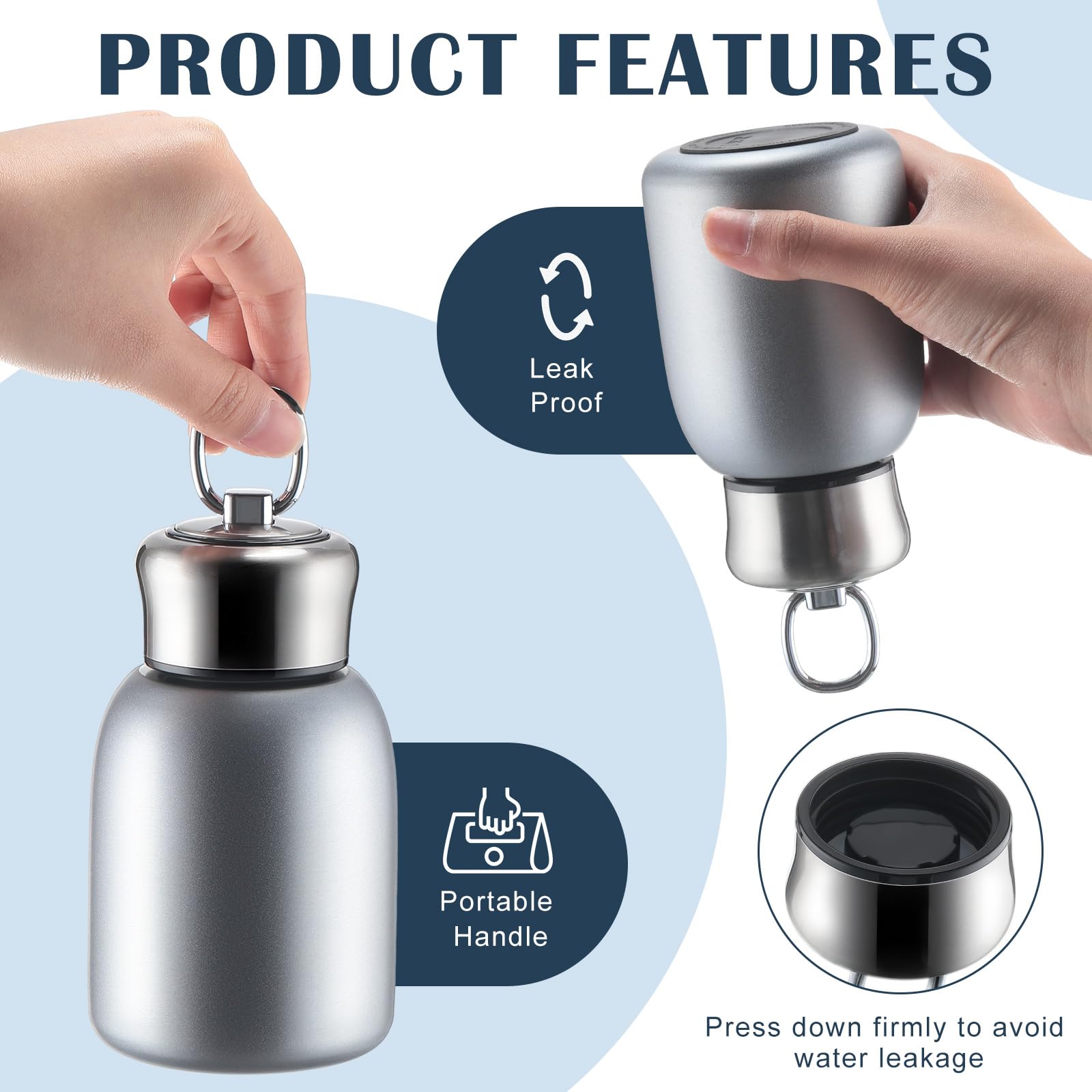 Mifoci 4 Pcs 10Oz Mini Stainless Steel Water Bottle Slim Insulated Thermal Water Bottle Small Vacuum Hot Cold Drink Portable Wat