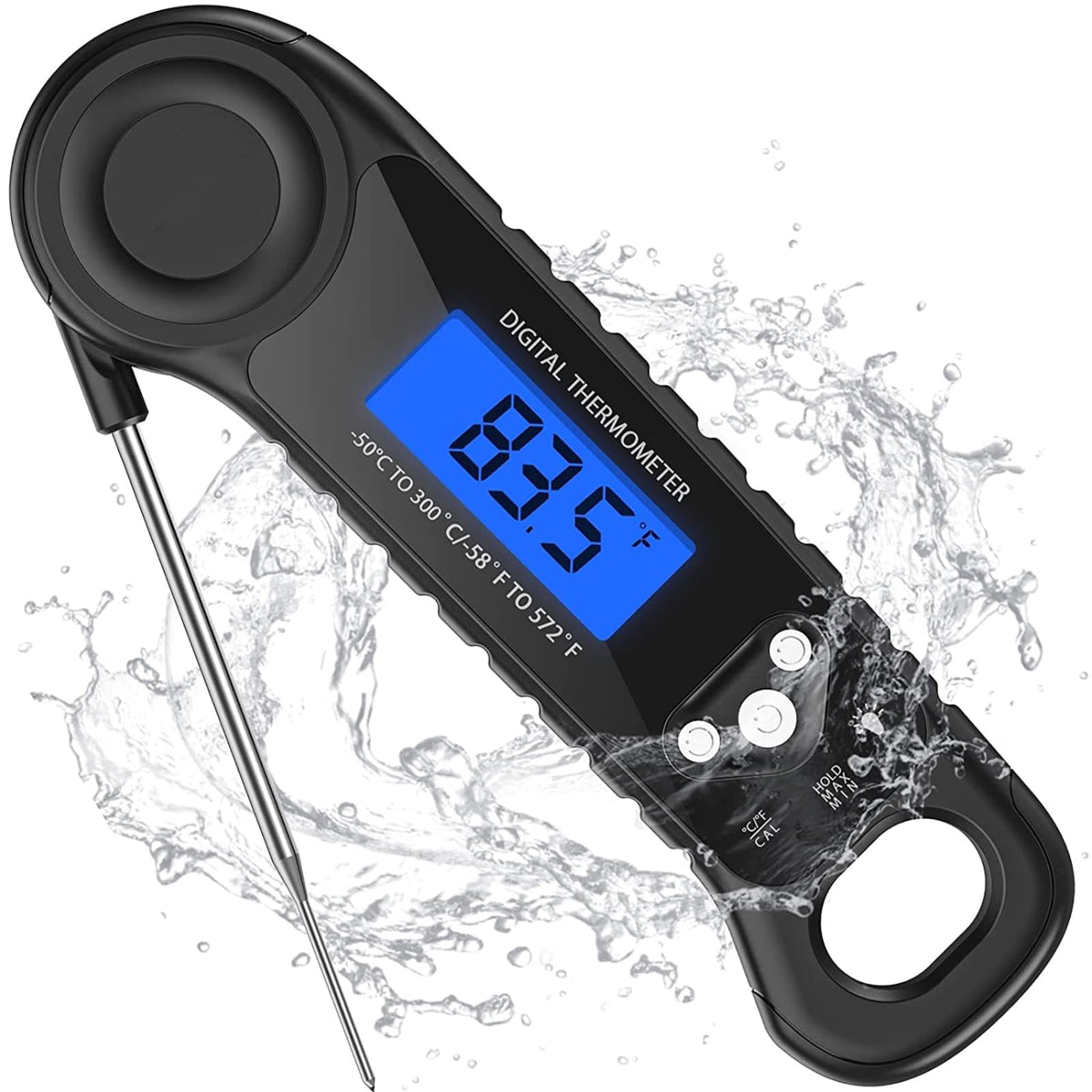 Ammzo Meat Thermometer Digital, Instant Read Food Thermometer - Waterproof W/Backlight For Cooking, Candy, Deep Fry, Bbq, Grill,