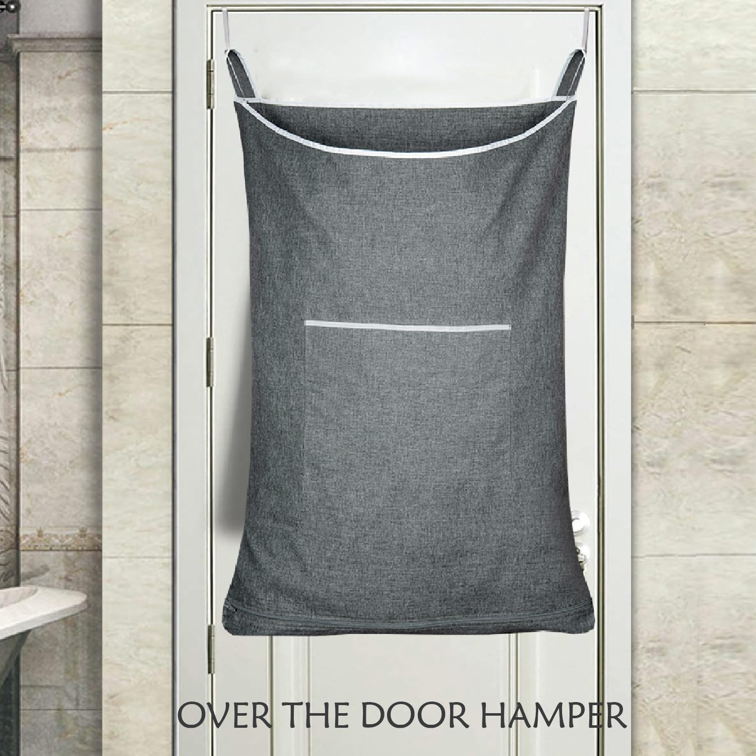 Kingsuslay Xl Large Hanging Laundry Hamper With Over Door Hooks,Over The Door Laundry Hamper With Zipper And Wide Open Top,Hangi