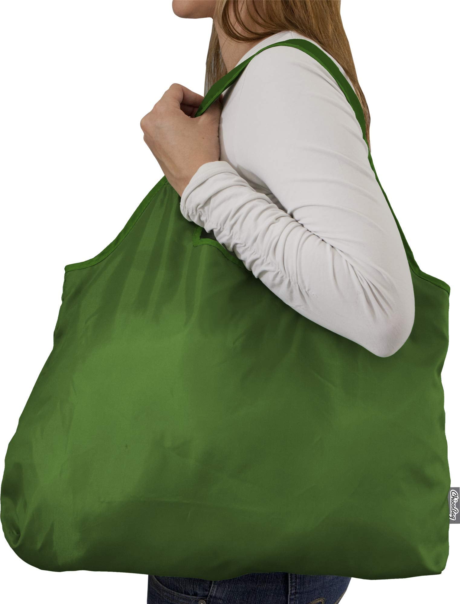 Chicobag Vita Reusable Shopping Bag With Attached Pouch And Carabiner Clip, Compact, Designer Shoulder Tote, Pale Green