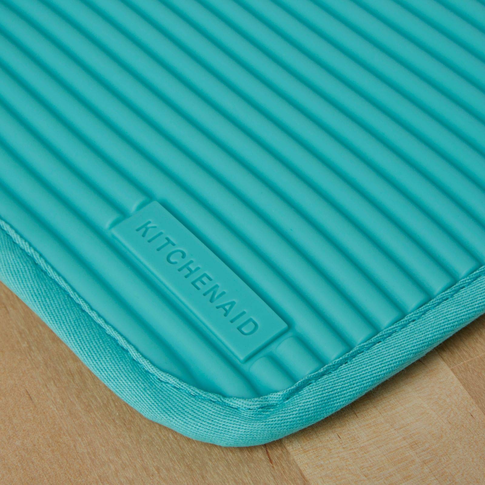 KitchenAid Ribbed Soft Silicone Pot Holder 2-Pack Set, Aqua Sky, 7x9