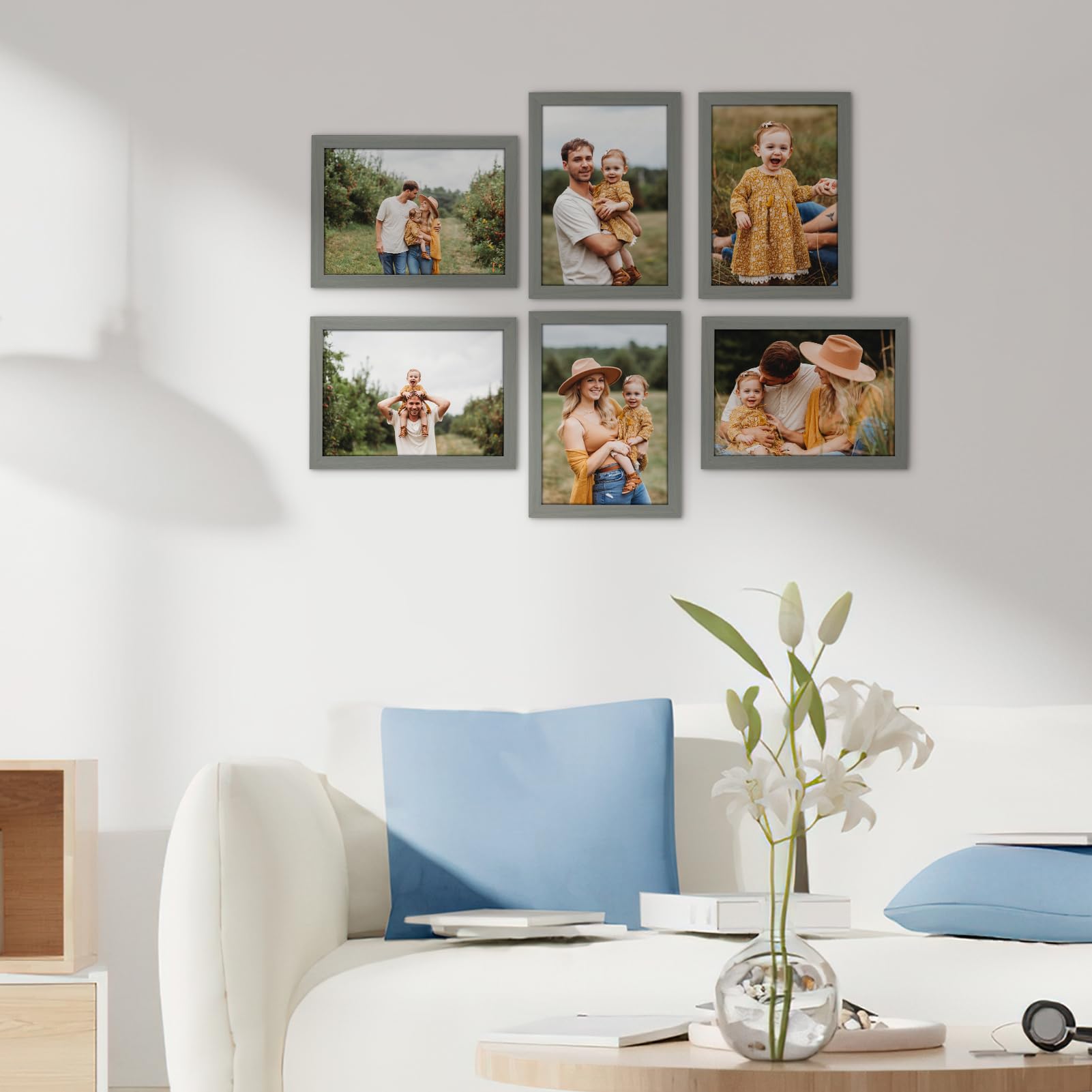 WIFTREY Grey 5x7 Picture Frame Set of 18, 5 x 7 Photo Frames Bulk for Wall Hanging or Tabletop Display