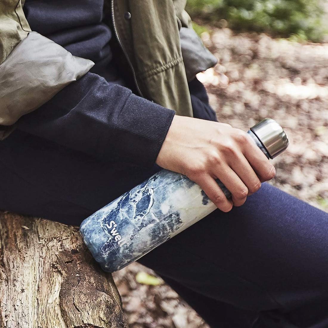 S'Well Stainless Steel Water Bottle, 17Oz, Blue Granite, Triple Layered Vacuum Insulated Containers Keeps Drinks Cold For 36 Hou