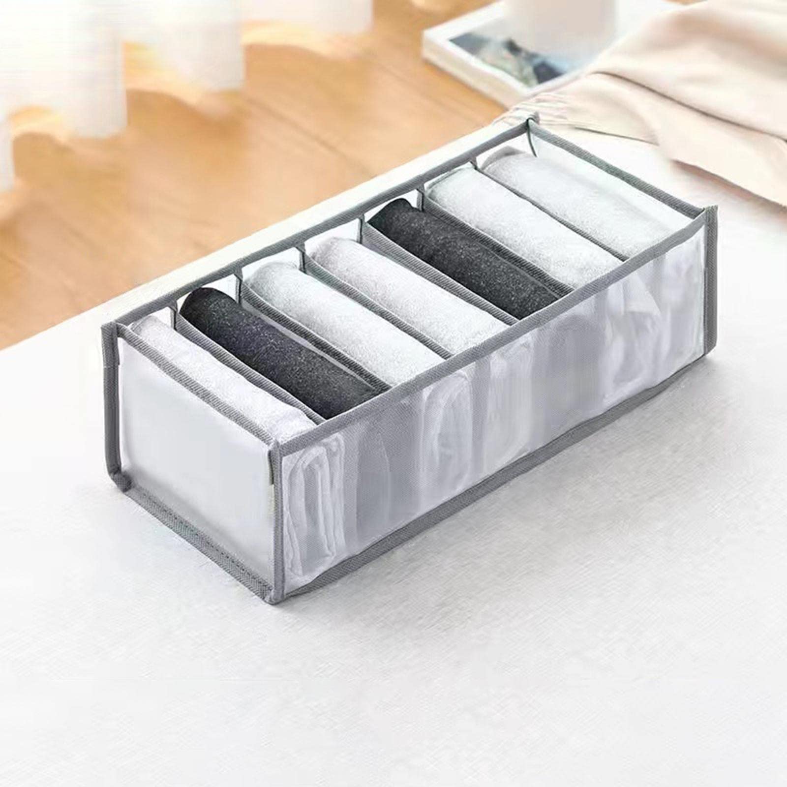 Zoomella Cloth Drawer Organizer Pants Storage Divider Washable Foldable 7 Grids Medium|Closet Organizers|Home & Garden