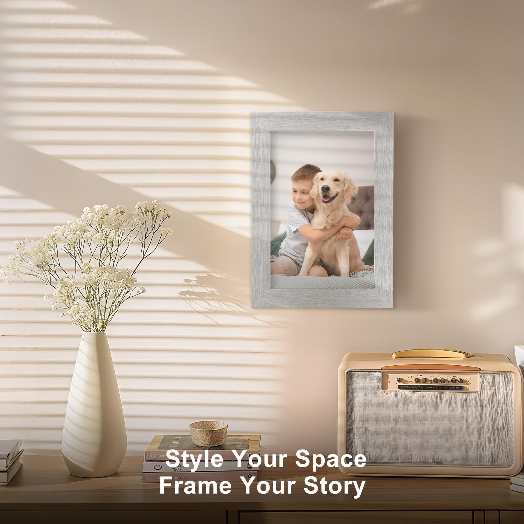 TOFOREVO Picture Frames 4x6 Set of 2 Distressed Silver Wood Grain Photo Frame for Gallery Wall Mounting or Tabletop Display