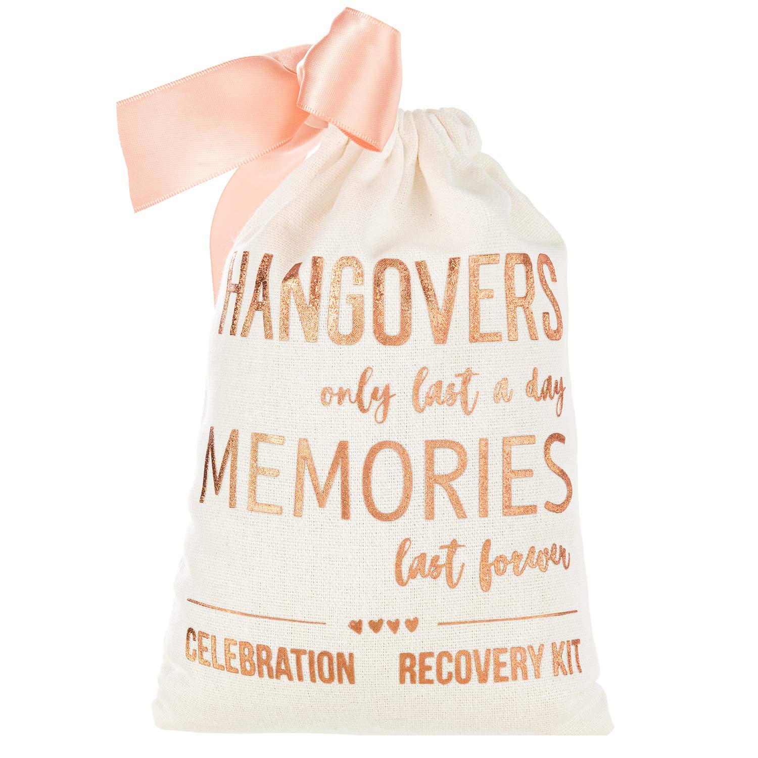 10 Pcs 5''X7'' Bridal Shower Party Gift Bags - Rose Gold Foil ''Hangovers'' - Bachelorette Hangover Kit Bags - Cotton Recovery K
