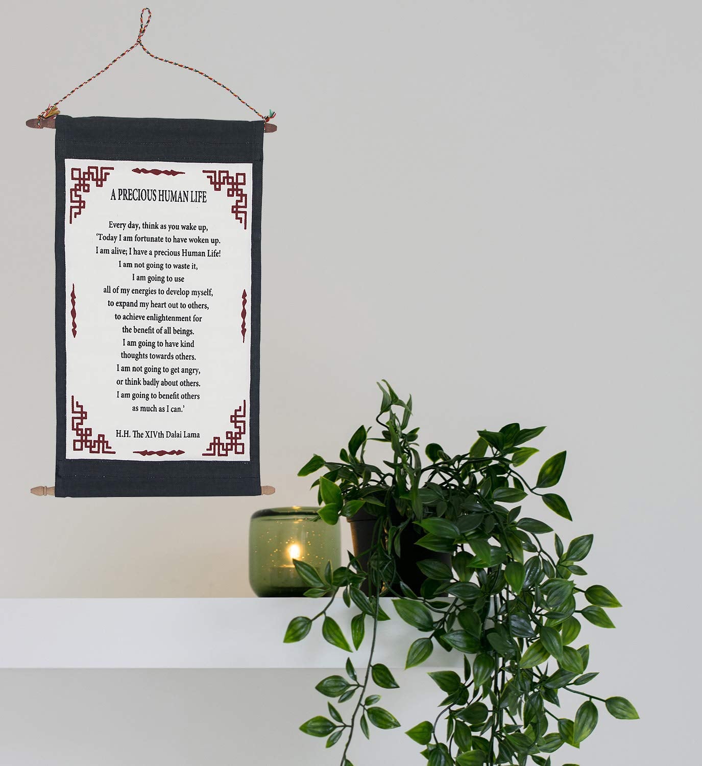 DharmaObjects Dalai Lama Quotes ~ Natural Wooden ~ A Precious Human Life ~ Inspirational Message Wall Decor Hanging (Precious Human Life 1)