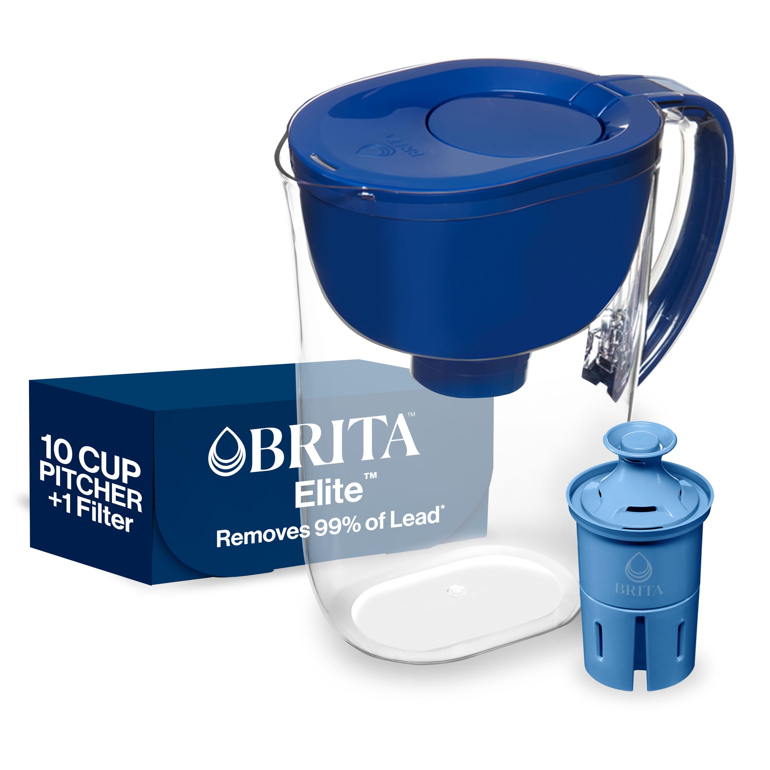 Brita Everyday Elite Water Filter Pitcher With Smartlight Filter Change Indicator, Bpa-Free, Reduces 99% Of Lead, Lasts Six Mont