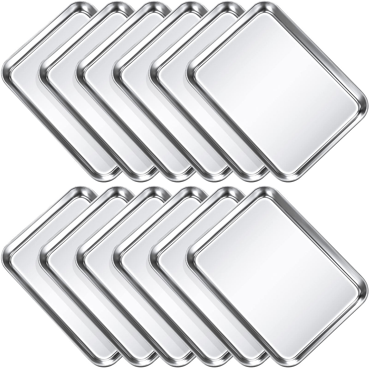 Potchen Baking Sheet Pan Set Cookie Sheet Small Toaster Oven Pans Stainless Steel Tray Barbecue Grill Pan Rectangle Trays Oven,
