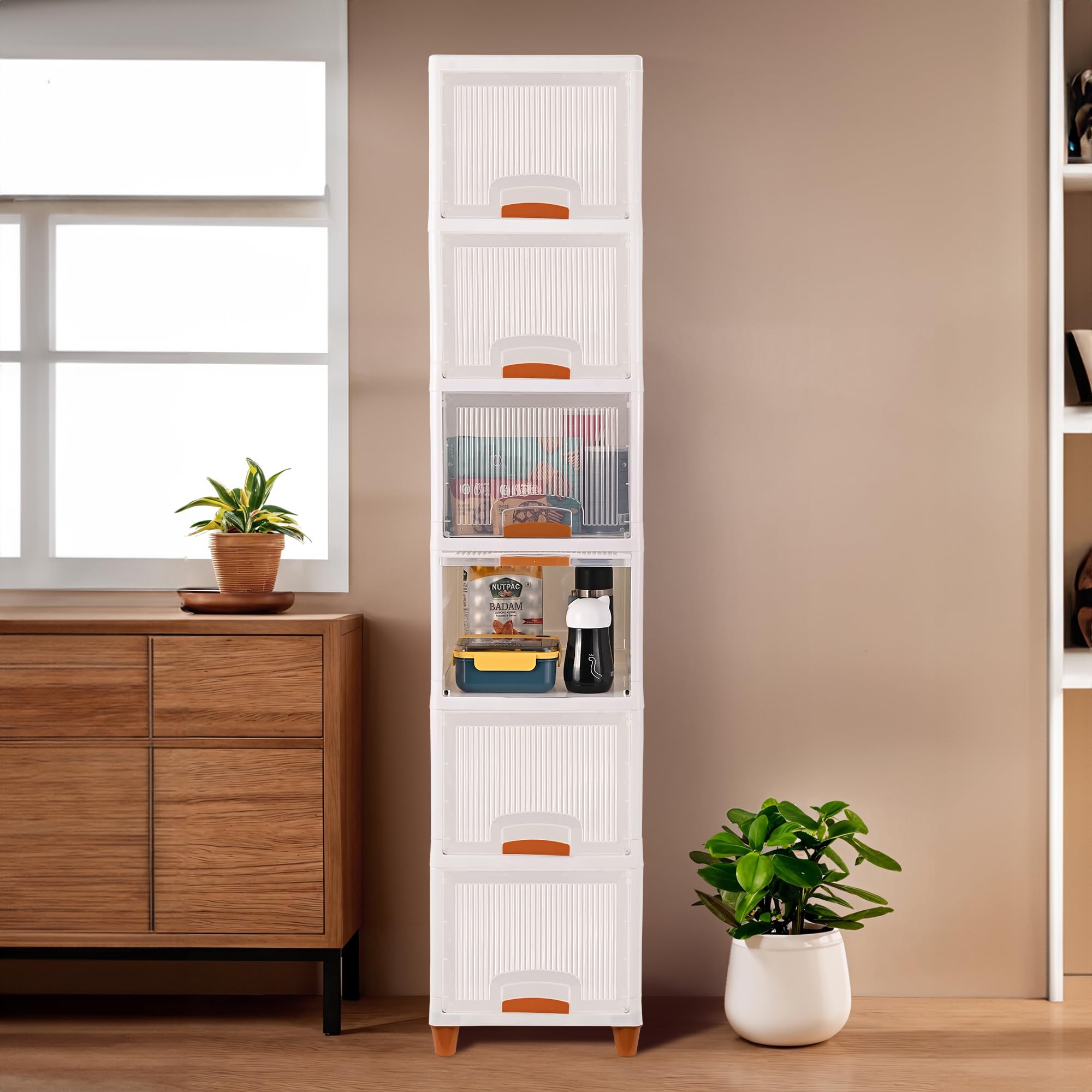 Kuber Industries 6 Units Modular Cabinet Storage Organizer | Foldable Kids Wardrobe For Cloth | SpaceSaving Snacks Closet/Toy C