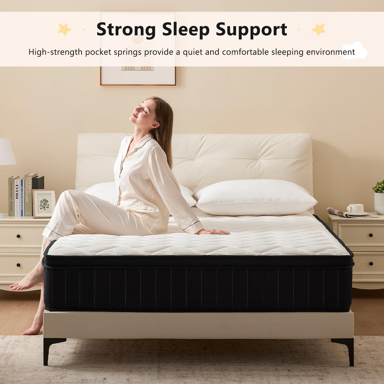 Queen Mattress 12 Inch Hybrid Mattress Queen With Memory Foam - Mattress In A Box With Individual Pocket Spring - Medium Firm Ma