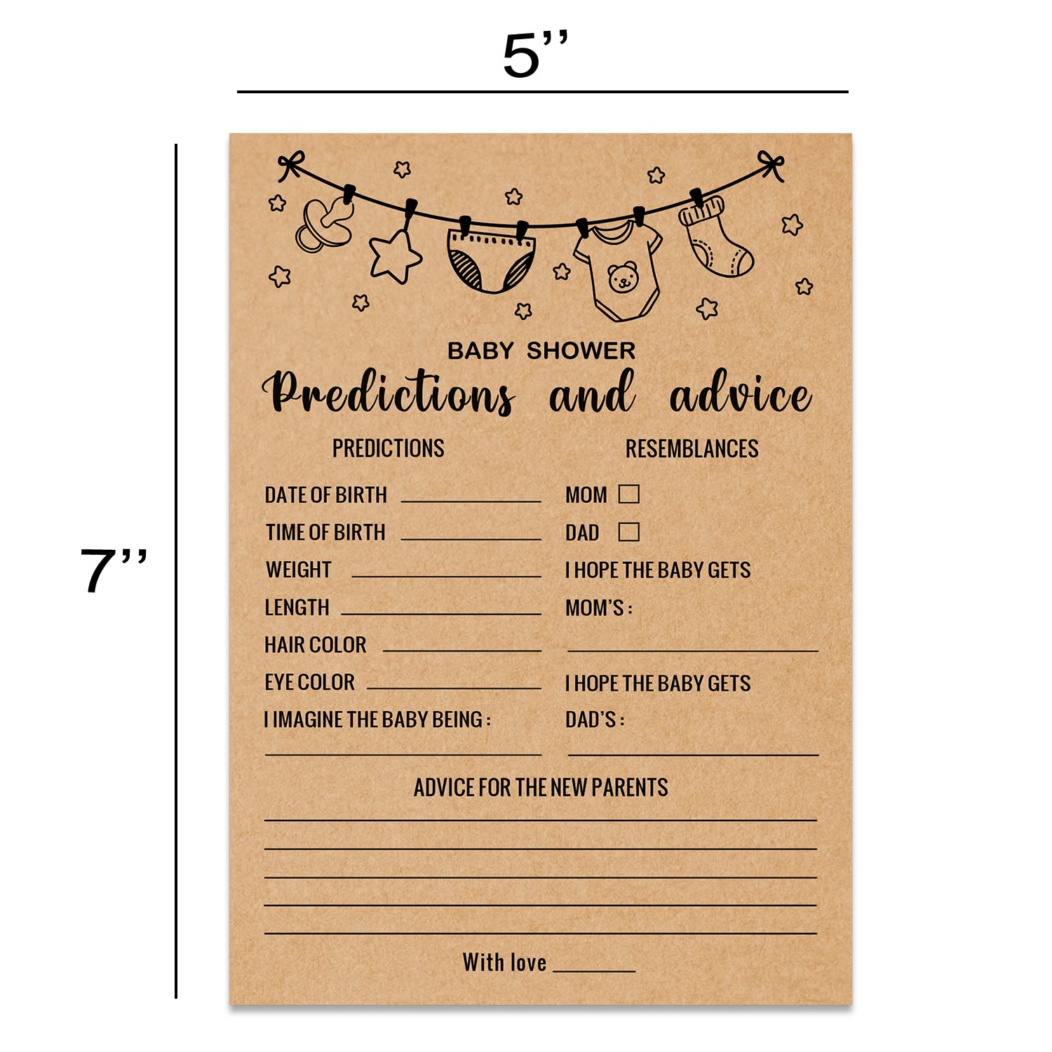 Baby Predictions And Advice Baby Shower Game, Girl Or Boy Babies New Parent Message Advice Book, Baby Shower Party Games Supplie