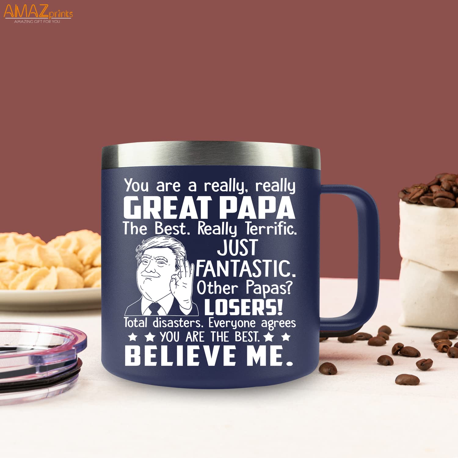 AMAZPRINTS Gifts for Dad from Daughter, Son, Kids on Fathers Day, Christmas - Papa Birthday Gifts - Gifts for Grandpa from Grand