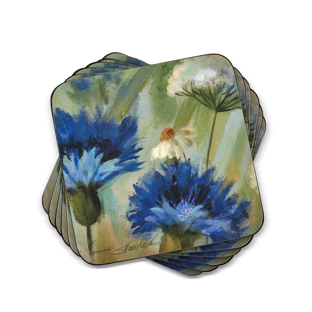 Pimpernel Fleur Des Champs Collection Coasters | Set Of 6 | Cork Backed Board | Heat And Stain Resistant | Drinks Coaster For Ta