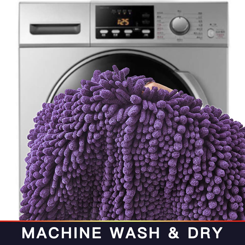 Walensee Bathroom Rug Non Slip Bath Mat (44X24 Inch Lavender) Water Absorbent Super Soft Shaggy Chenille Machine Washable Dry Ex