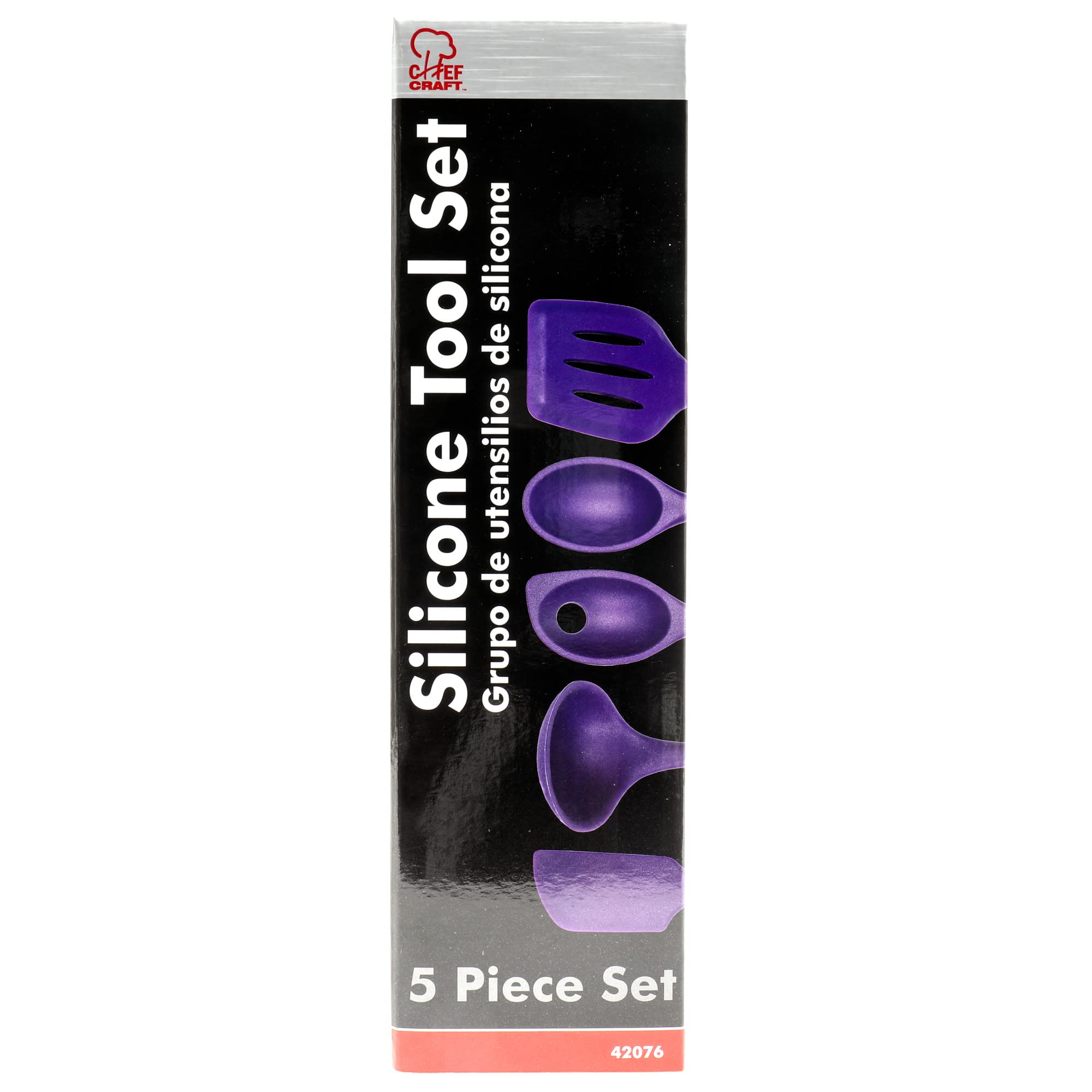 Chef Craft Premium Silicone Kitchen Tool And Utensil, 5 Piece Set, Purple