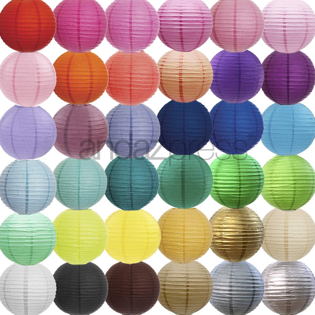 Andaz Press Blush Pink, Emerald Green, Gold Hanging Paper Lanterns Decorative Kit, 6-Pack Table Party Sign, Tropical Luau, Cactu