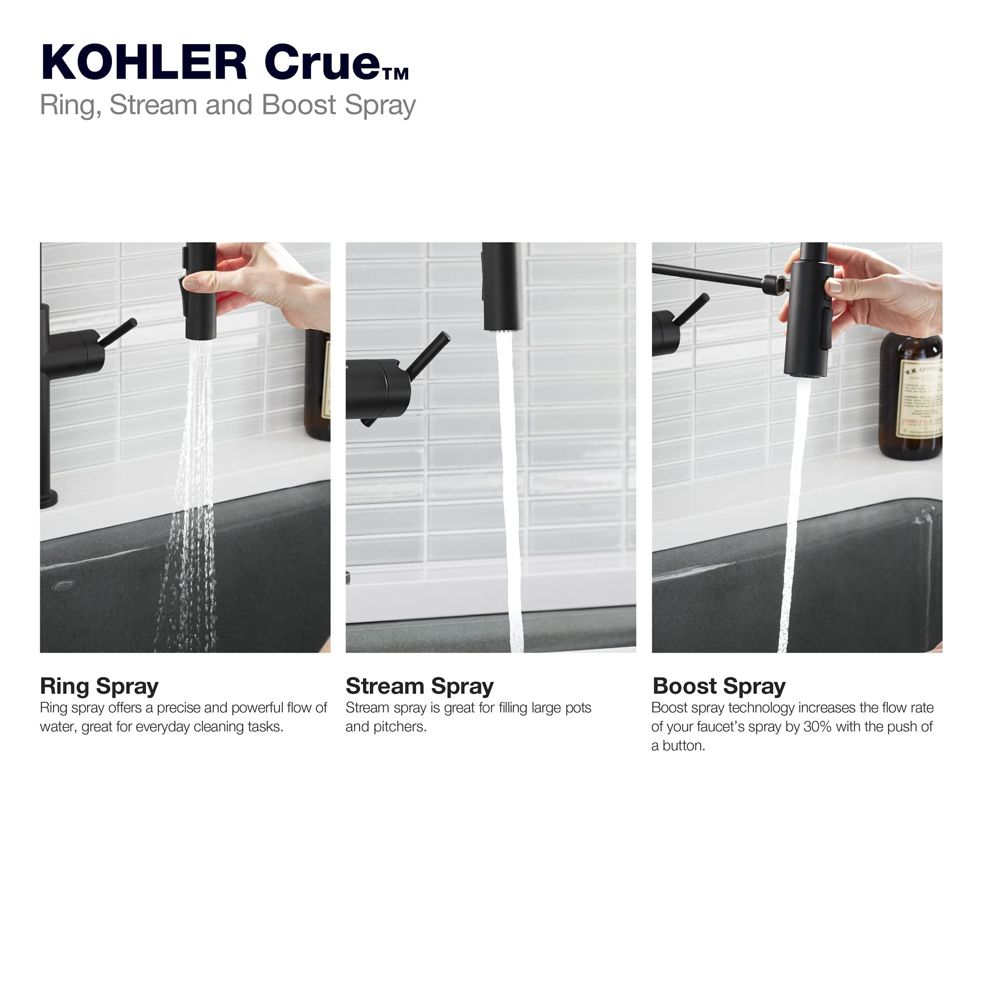 Kohler 22972-2Mb Crue Pull Down Kitchen Faucet, Kitchen Sink Faucet With Pull-Down Sprayer, Pull-Down Kitchen Sink Faucet, Vibra