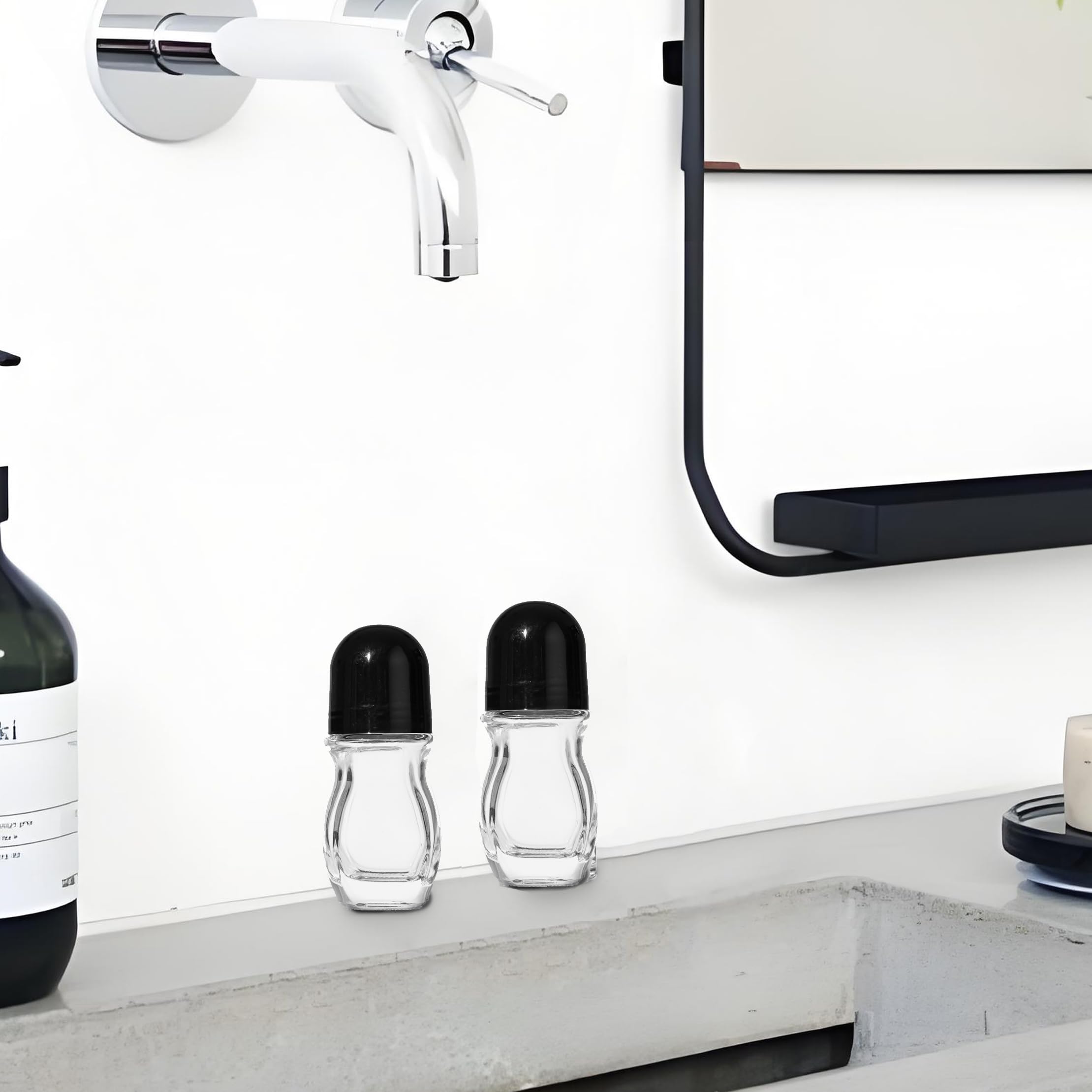 2 Pcs Glass Empty Roller Bottles, Deodorant Roll On Bottles Deodorant Containers,Roller Ball Deodorant Container, Empty Roller B