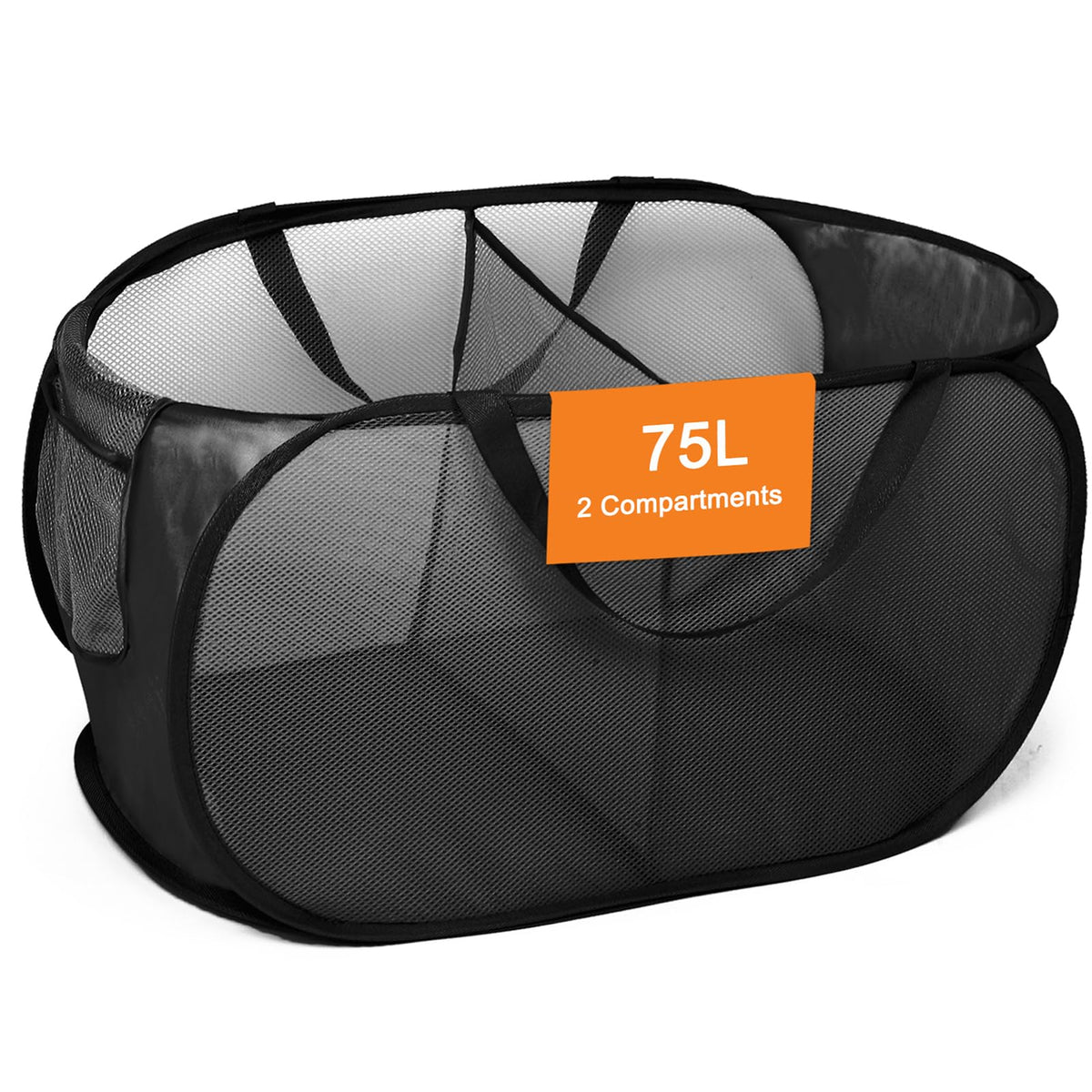 Foldable Laundry Baskets, Collapsible Mesh Laundry Hamper, Durable Pop Up Laundry Basket, 2 Compartments Clothes Hampers For Lau