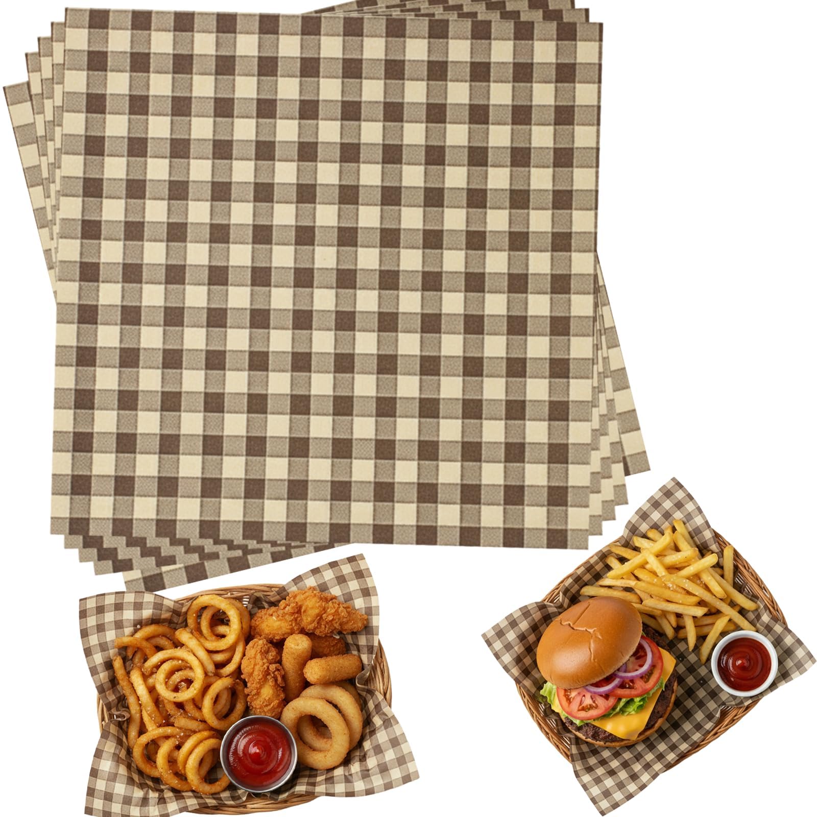 200Pcs Wax Paper Sheets, 7.1x7.1in MultiUse Food Wraps, Greaseproof Paper for Cookies and Baking, Deli Squares for Baskets, Tra