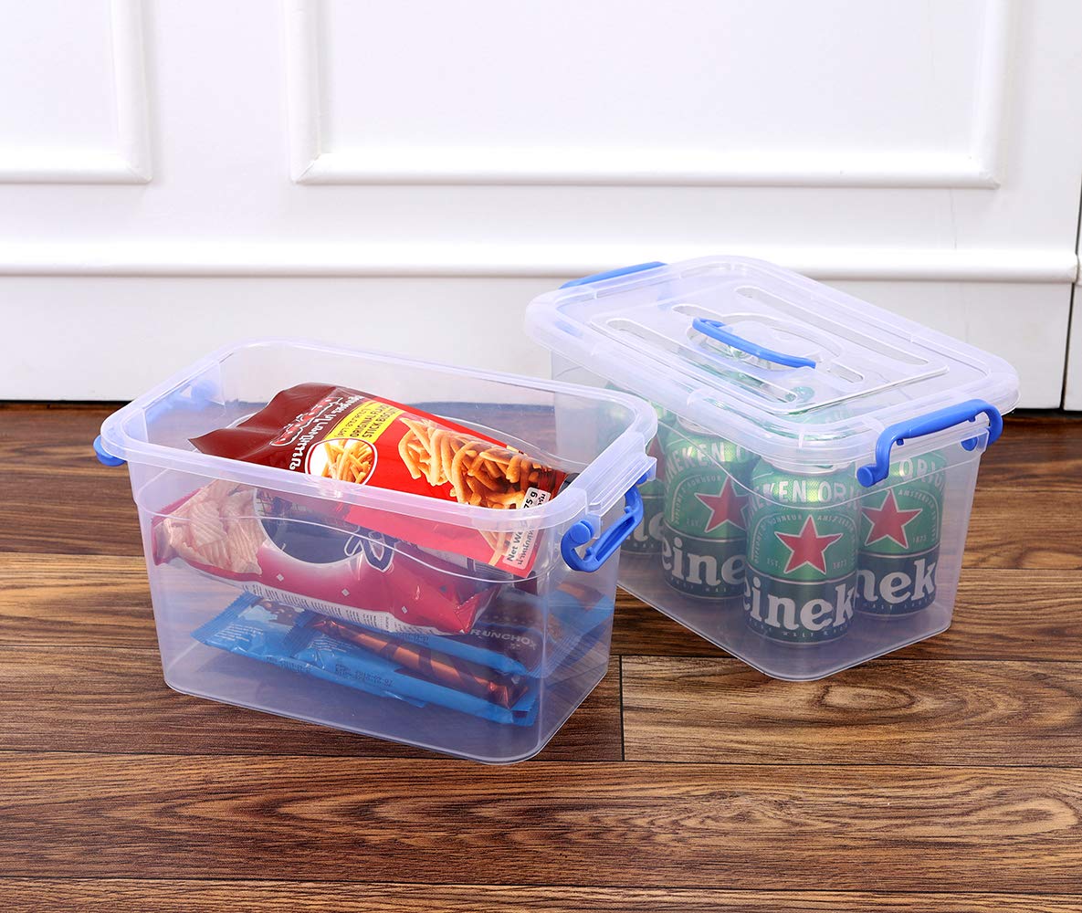 ZHENFAN 6-Pack Clear Storage Box 7 Quart  Plastic Storage Latch Bins with Handle 6.5 Liter