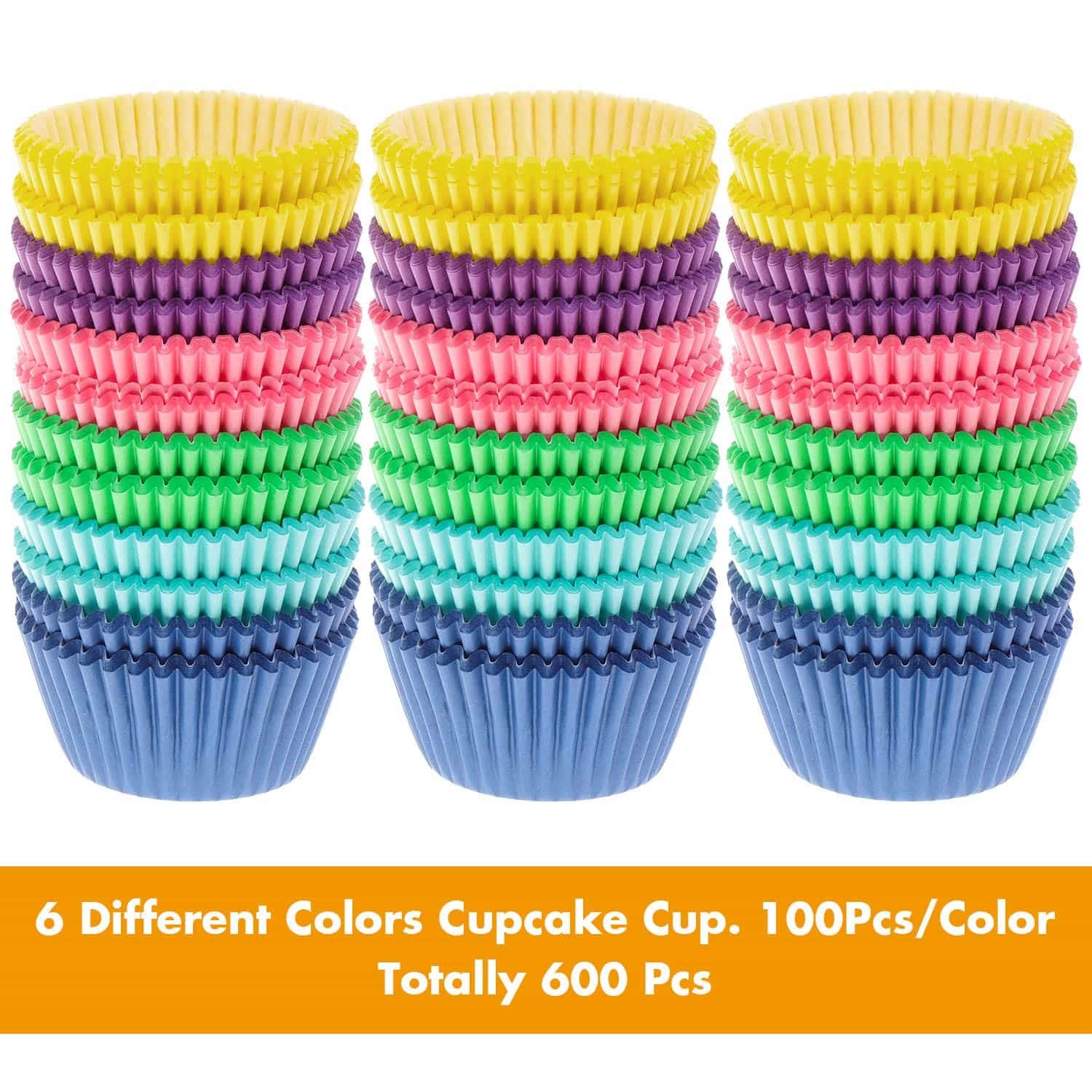 Selizo 600 Pcs Cupcake Liners Cupcake Wrappers Cupcake Paper Baking Cups For Cake Balls, Muffins, Cupcakes And Candies, Assorted